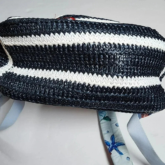 Vera Bradley Straw Mini Backpack Anchors Aweigh Nautical Beach Bag - Picture 9 of 11